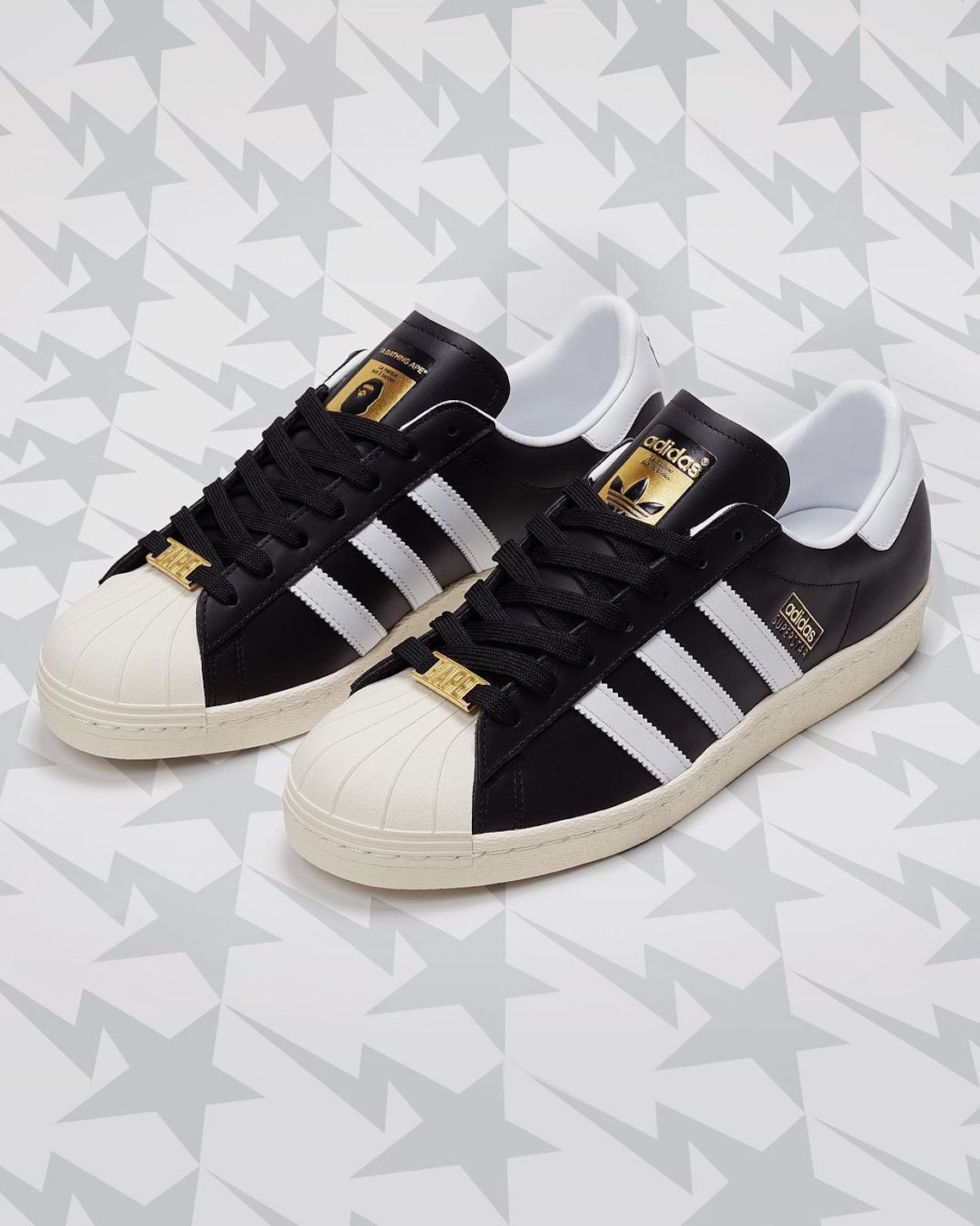 adidas Superstar 80s Bape Schwarz Weiß Gold (2022)