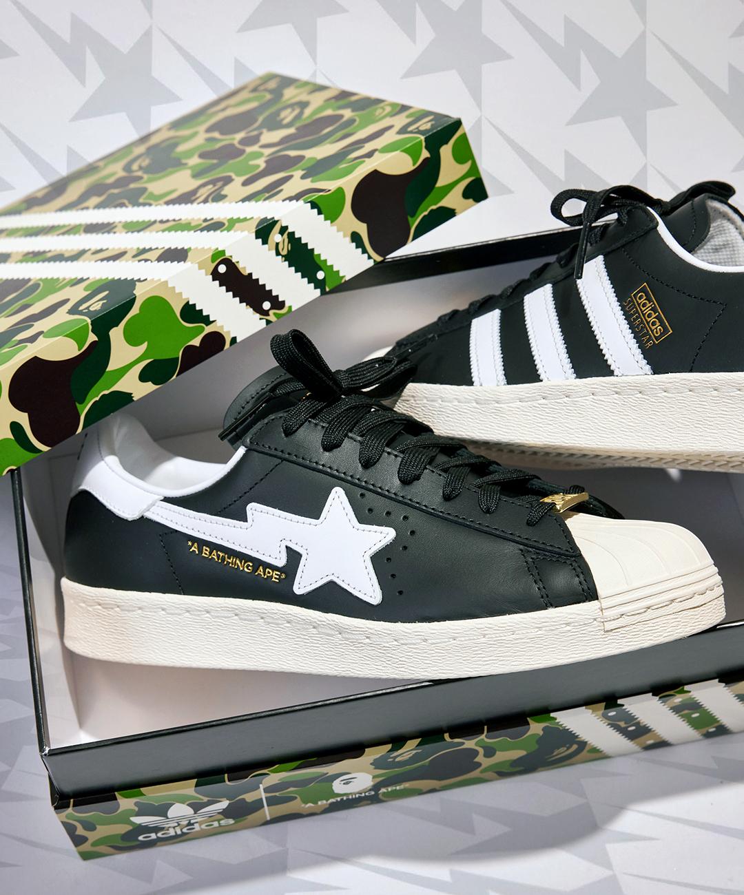 adidas Superstar 80s Bape Schwarz Weiß Gold (2022)