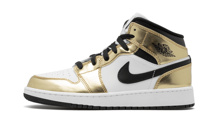 Air Jordan 1 Mid Weiß Metallic Gold