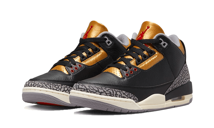 Air Jordan 3 Retro Schwarz Zement Gold