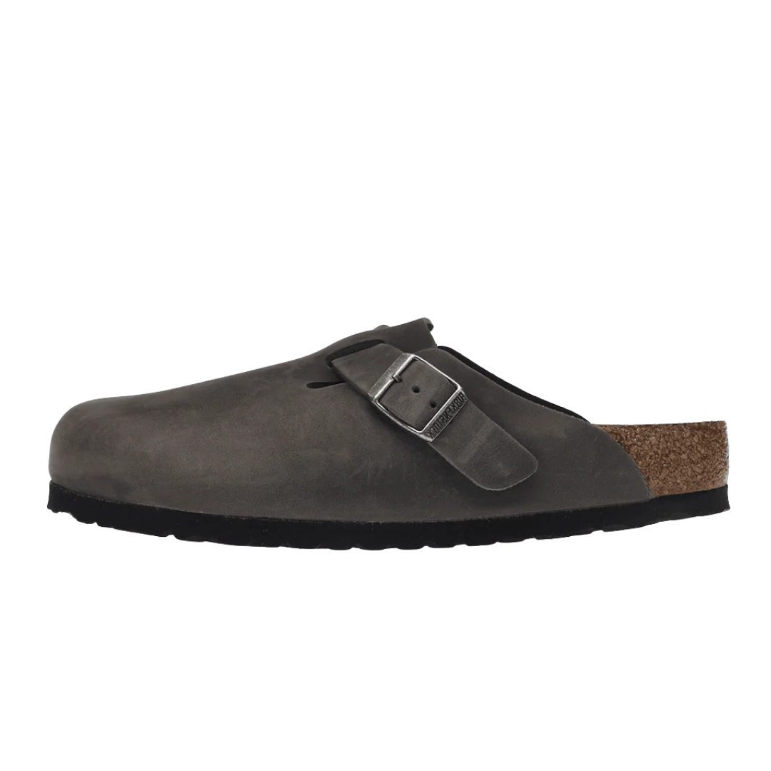 Birkenstock Boston Soft Footbed, geöltes Leder, Eisengrau