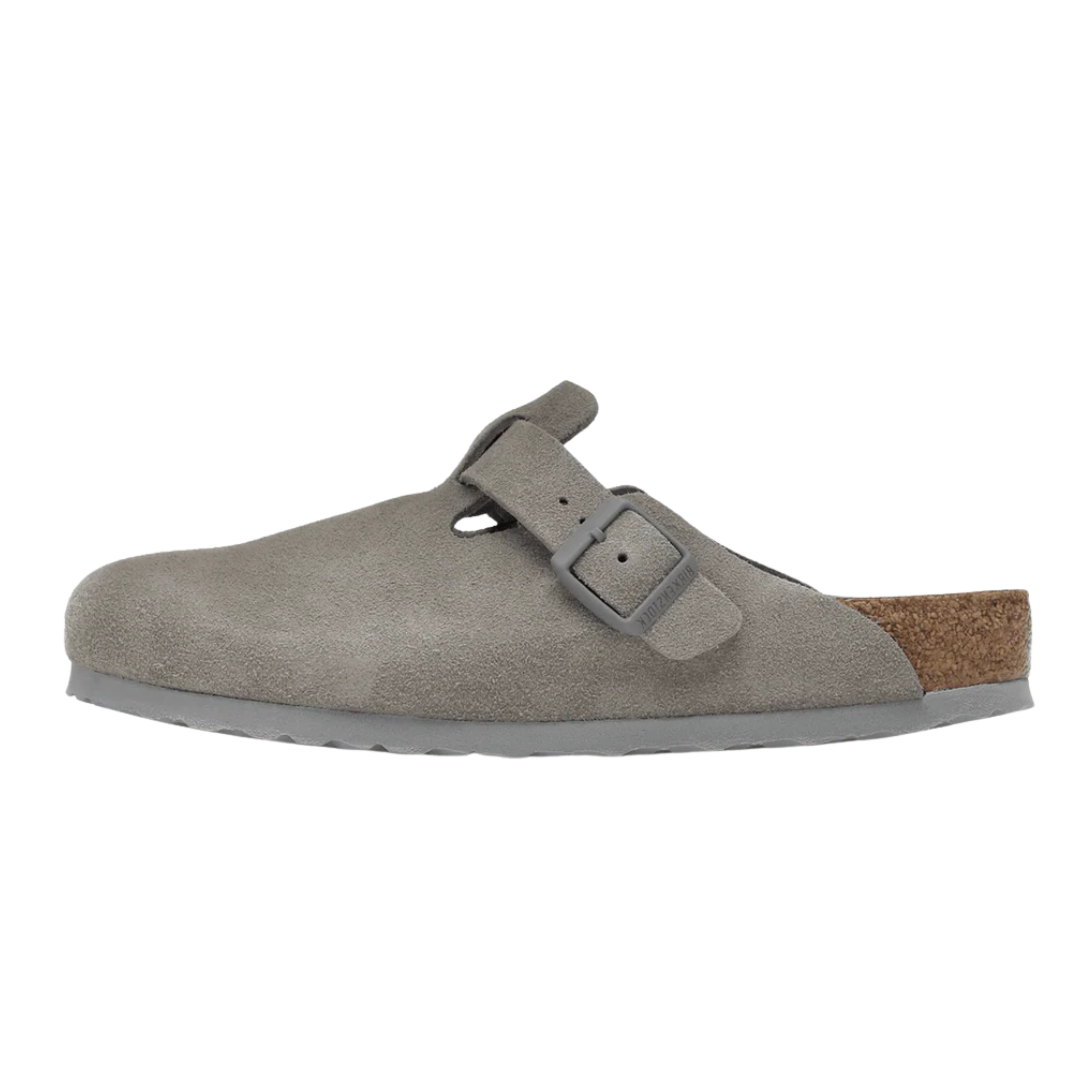 Birkenstock Boston Soft Fußbett aus Wildleder Stone Coin