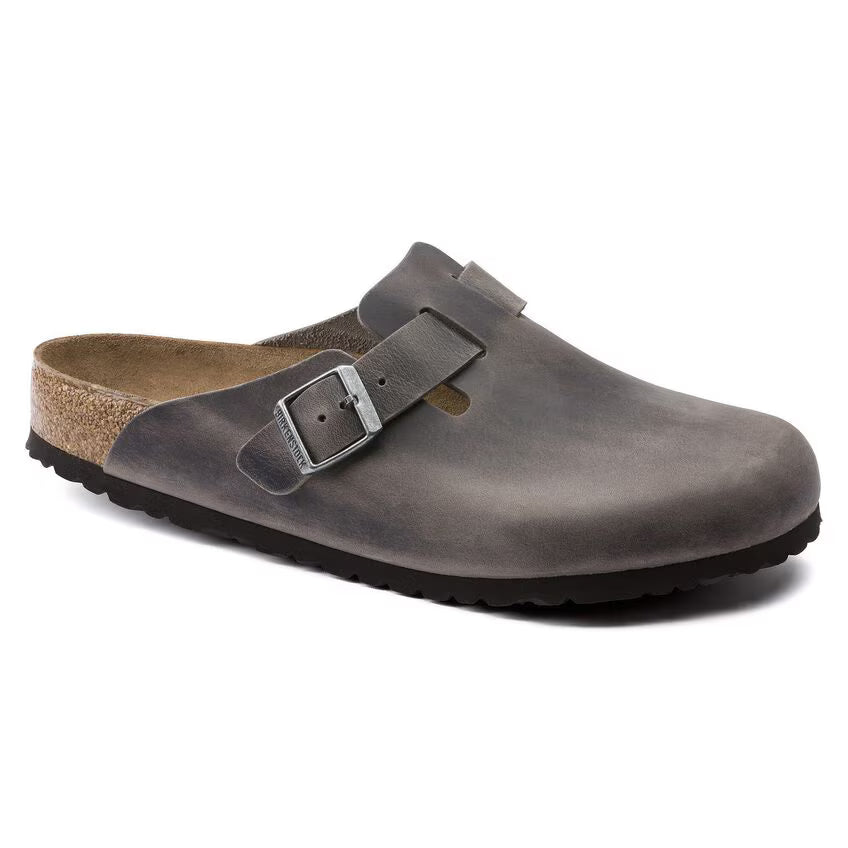 Birkenstock Boston Soft Footbed, geöltes Leder, Eisengrau