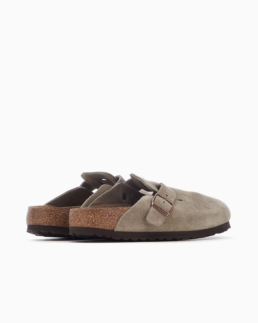 Birkenstock Boston Soft Footbed Wildleder Taupe (Schmale Passform)