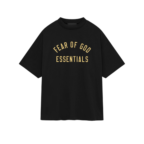 Fear of God Essentials FW24 Schwarz-Gelbes T-Shirt