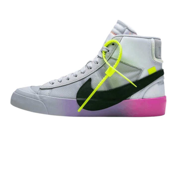 Nike Blazer Mid Off-White Wolf Grey Serena Queen zijkant