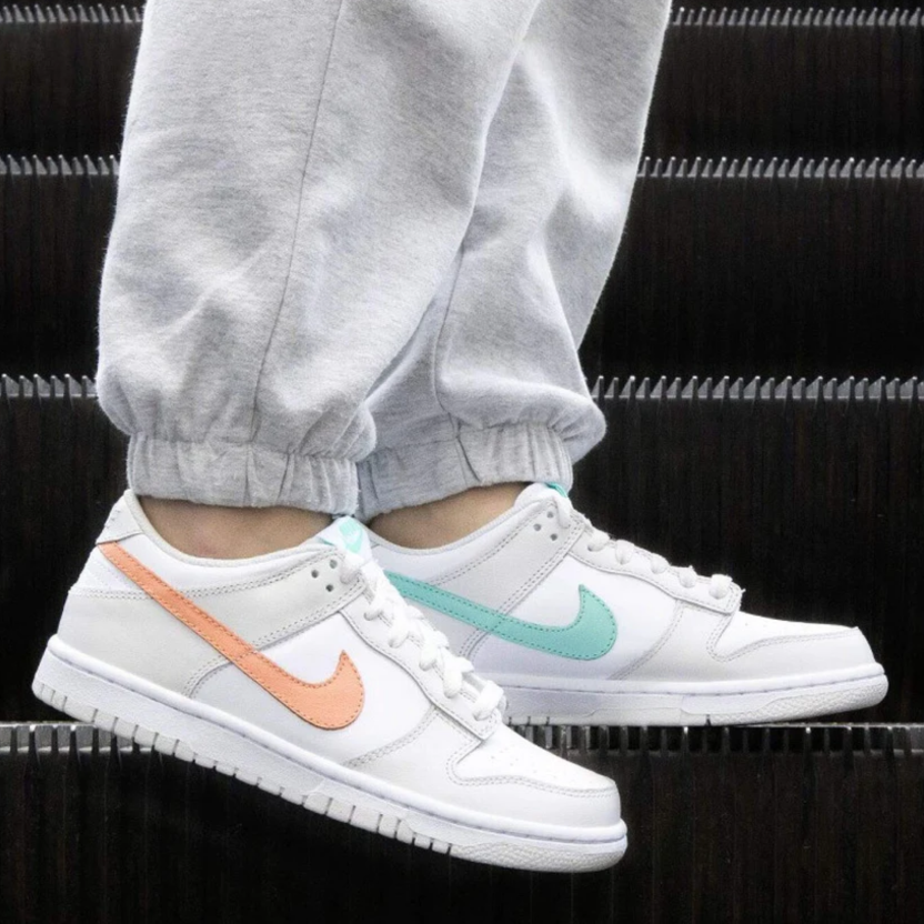 Nike Dunk Low Weiß Knochen Pfirsich Aqua