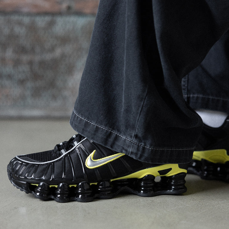 Nike Shox TL Black Dynamic Yellow Metallic Silver