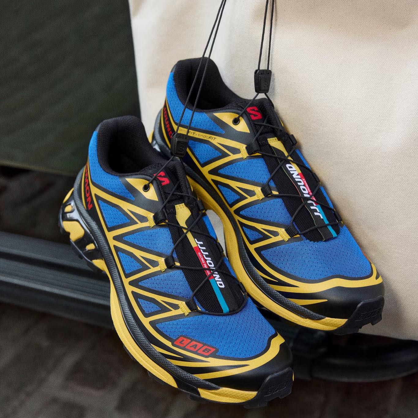 Salomon XT-6 JJJJound Nautical Blue Lemon detail 2