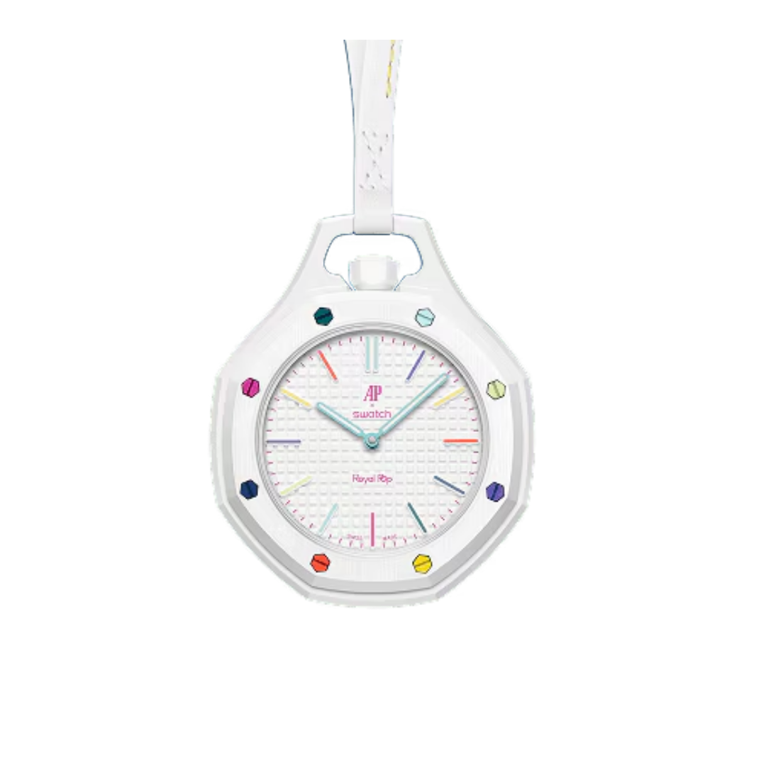 Swatch x Audemars Piguet Bioceramic Royal Pop Huit Blanc zijkant