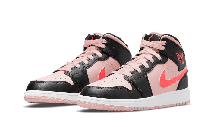 Air Jordan 1 Mid Schwarz Rosa Purpur