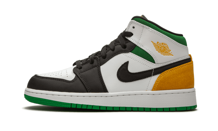 Air Jordan 1 Mid SE Weiß Laser Orange Glücksgrün