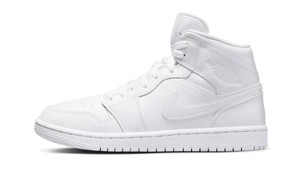 Air Jordan 1 Mid Triple White Patent Swoosh