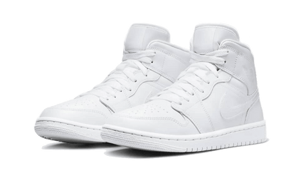 Air Jordan 1 Mid Triple White Patent Swoosh