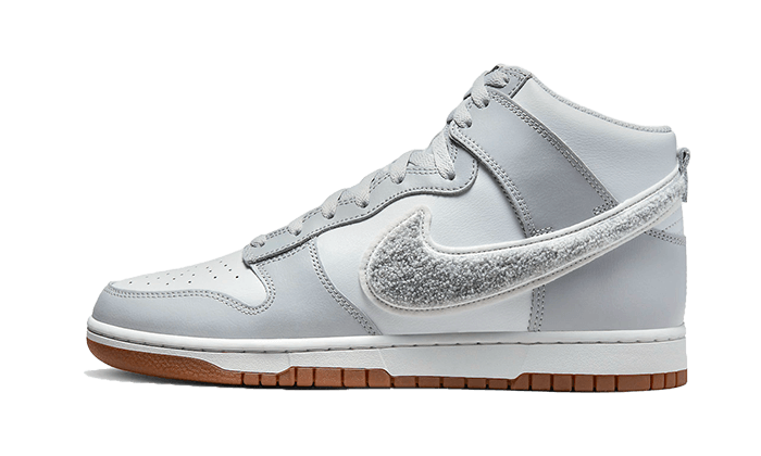 Nike Dunk High Retro Chenille Swoosh Weiß Grau