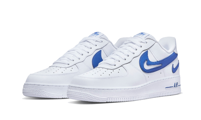 Nike Air Force 1 Low '07 FM Cut Out Swoosh Weiß Game Royal