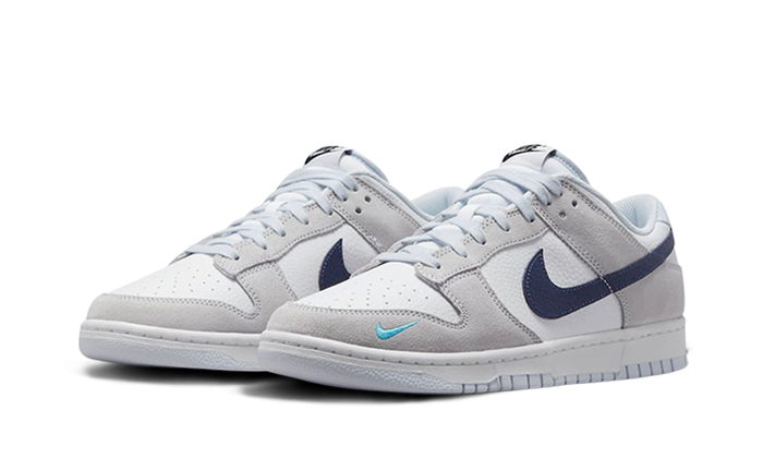 Nike Dunk Low Weiß Grau Marineblau Aqua Mini Swoosh
